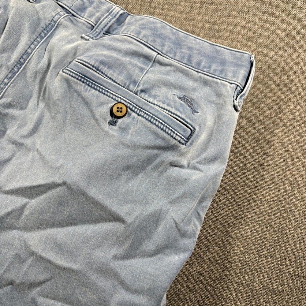 Tommy Bahama Boracay Shorts Men 34 Blue Cotton Tencel Stretch Flat Front 9.5 In